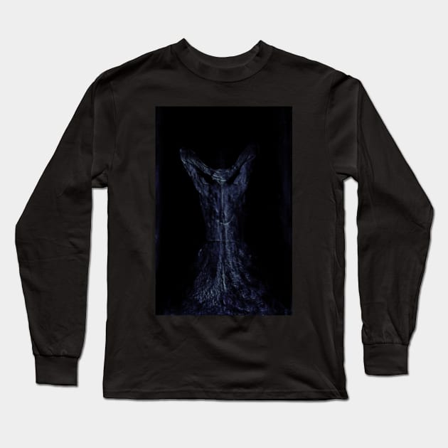 Special processing. Ugly close up, but masterpiece. Night dream. Strong guy in skirt, hands behind neck. Dim and blue. Long Sleeve T-Shirt by 234TeeUser234